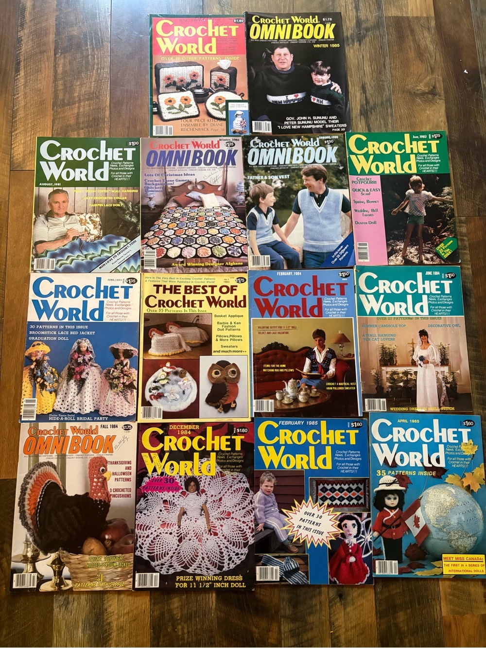Lot of 15 Crochet World Magazines Vintage 1981-1985 Patterns Crafts Knitting